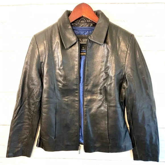 Wilsons Leather Pelle Studio Black Leather Jacket Womens Small Soft Real Leather - Picture 1 of 9